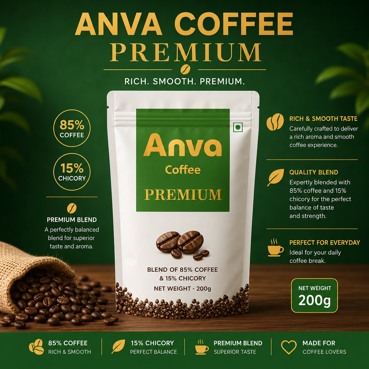 Premium – 85-15 Coffee & Chicory Blend